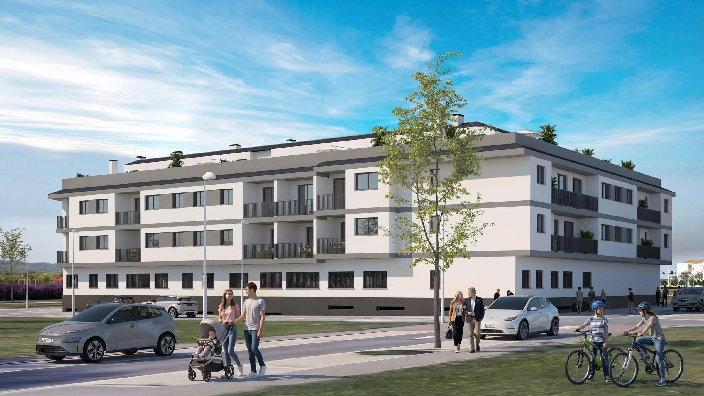 Render of the La Vila Quatre Carrers facade, La Pobla de Vallbona